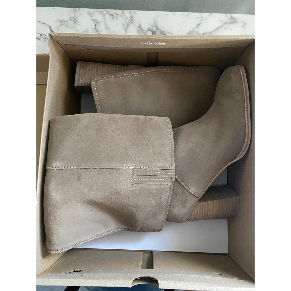 Dolce Vita Fynn Truffle Suede Tall Block Heel Boots Square Toe Womens 10